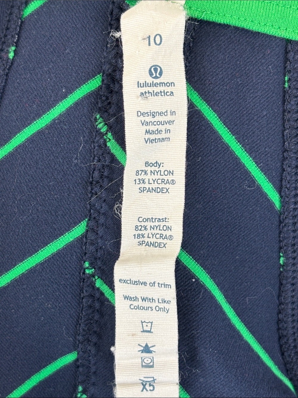 LULULEMON Forme Cuffins Striped Jacket Navy Green Size 10 - Picture 4 of 4